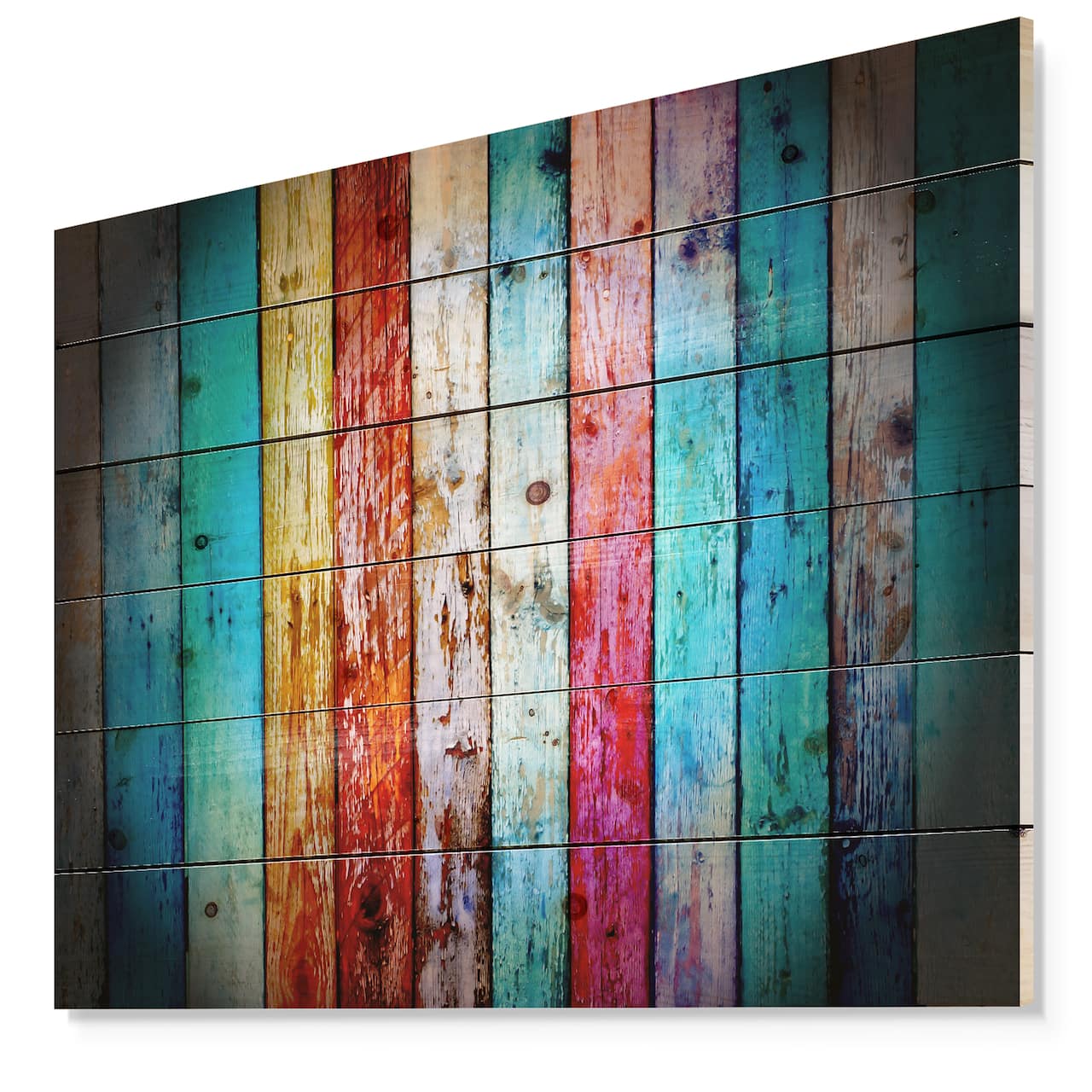 Designart - Vintage Wooden Pattern - Contemporary Print on Natural Pine Wood